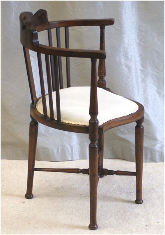 9054 Antique Inlaid Walnut Corner Chair Side
